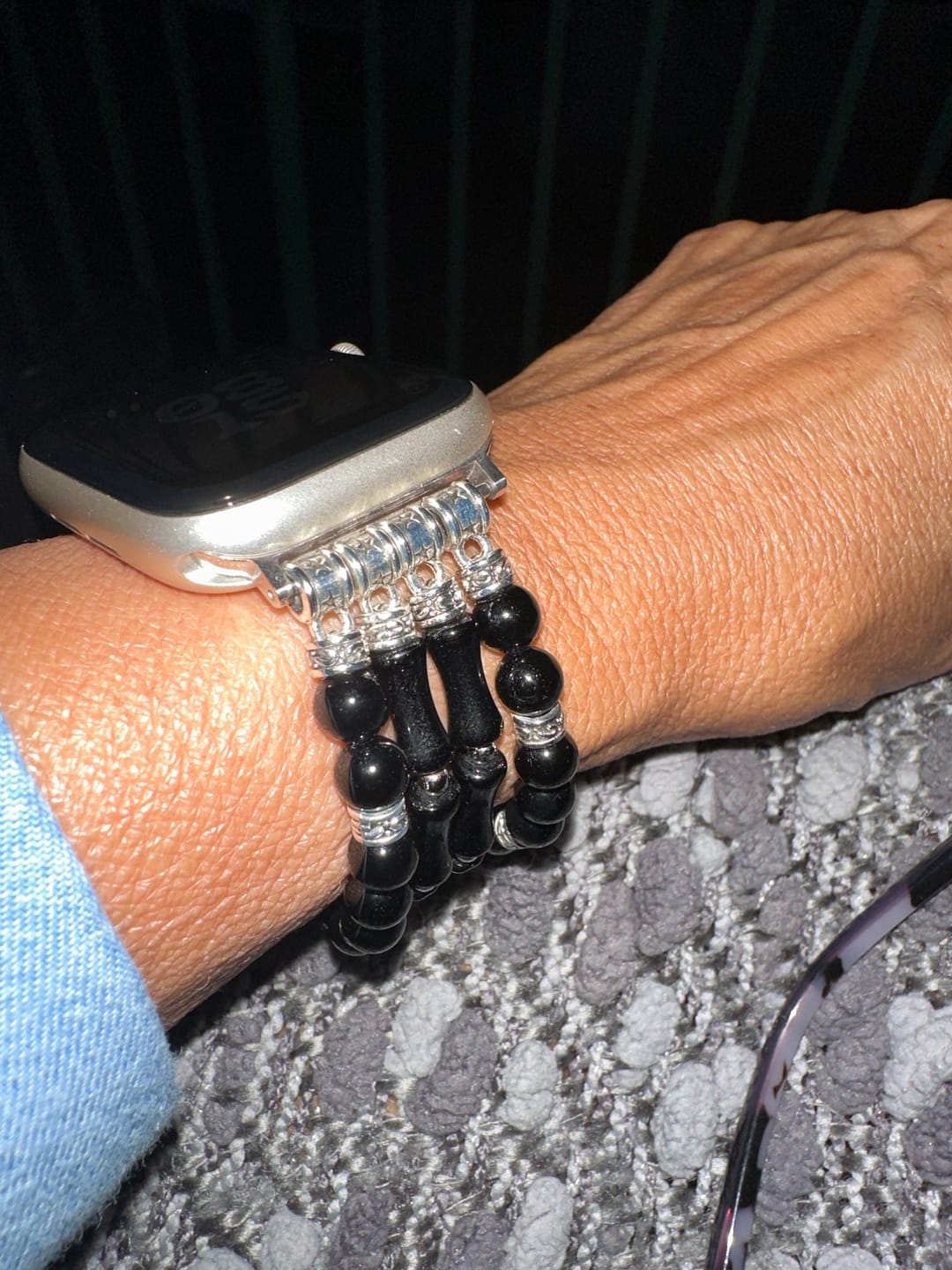 Customer photo review of Moonlight Agate Stretch Apple Watch Strap