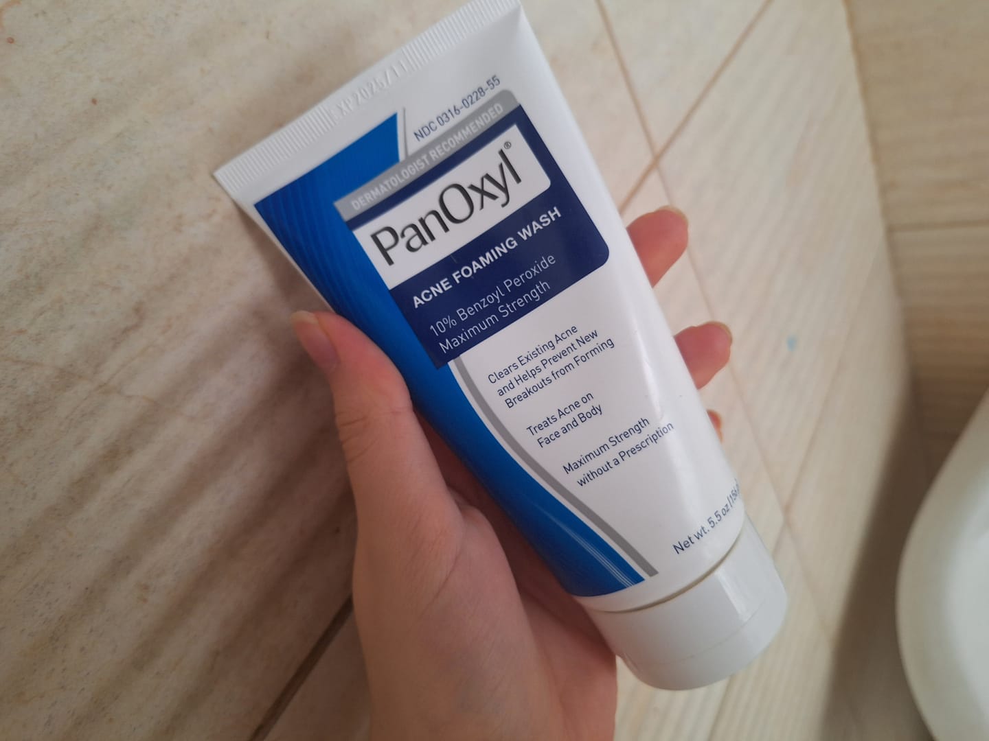 Customer photo review of PanOxyl Maximum Strength Antimicrobial Acne Foaming Wash for Face