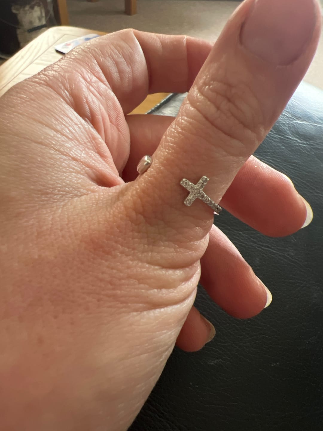 Customer photo review of "LOVE THE CROSS" Adjustable Ring in 925 Sterling Silver