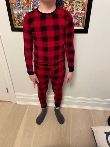 Customer photo review of Canadian Plaid Kids Bamboo PJs
