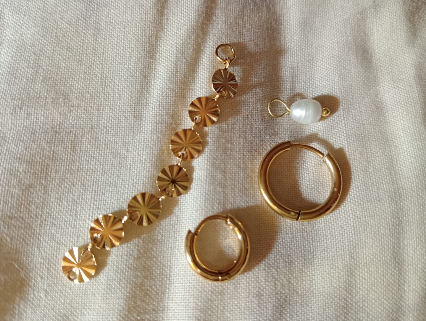 Customer photo review of Freshwater Pearl Bella Hoop Earrings