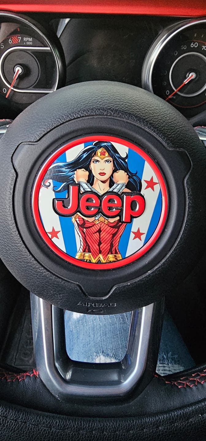 Customer photo review of Center Ring Steering Wheel Vinyl Overlay Cover for Jeep | Fits Jeep Models