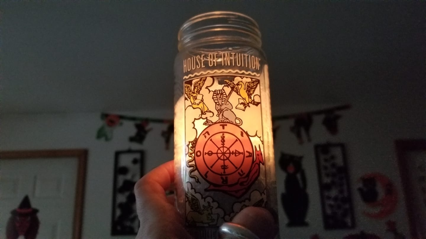 Customer photo review of The Wheel of Fortune Major Arcana Candle