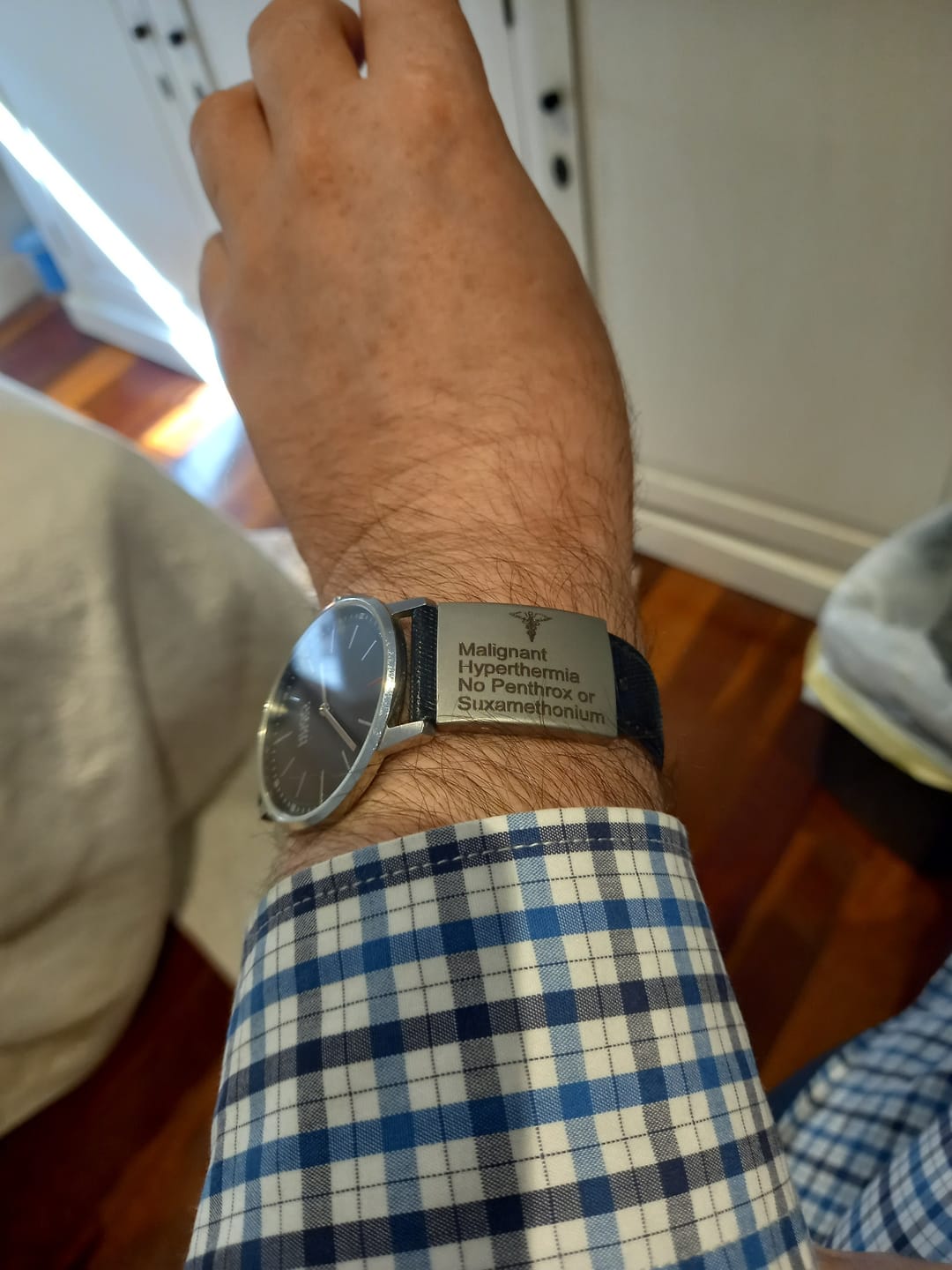 Customer photo review of Personalised ID Tag for Watch Band & Fitness Trackers