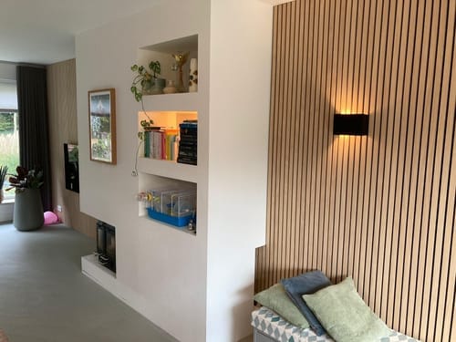Customer photo review of Wooden Wall Panel | Mocca | Acoustic Panels