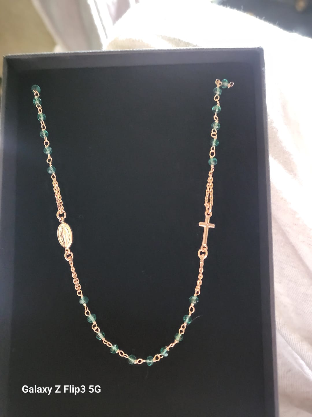 Customer photo review of ROSARY Necklace with Green Crystals
