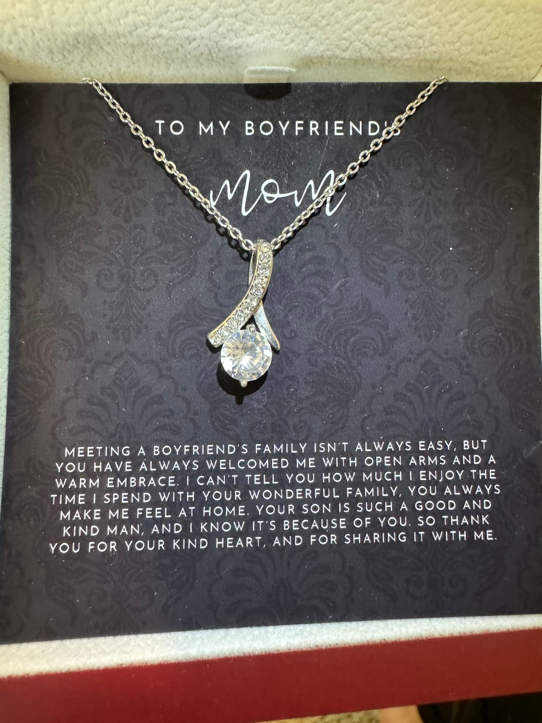 Customer photo review of Boyfriends Mom Necklace, Boyfriends Mom Gift