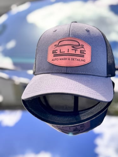 Customer photo review of Custom Leather Patch Trucker Hat - Richardson 115
