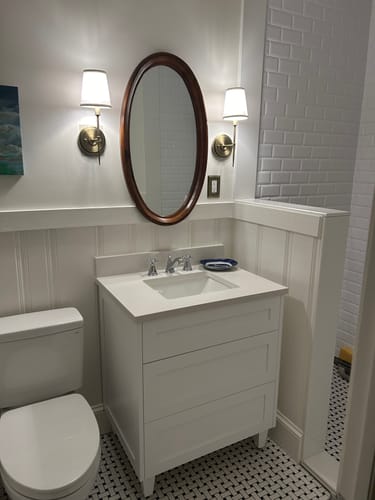Customer photo review of Bridgeport 30" Satin White Bathroom Vanity