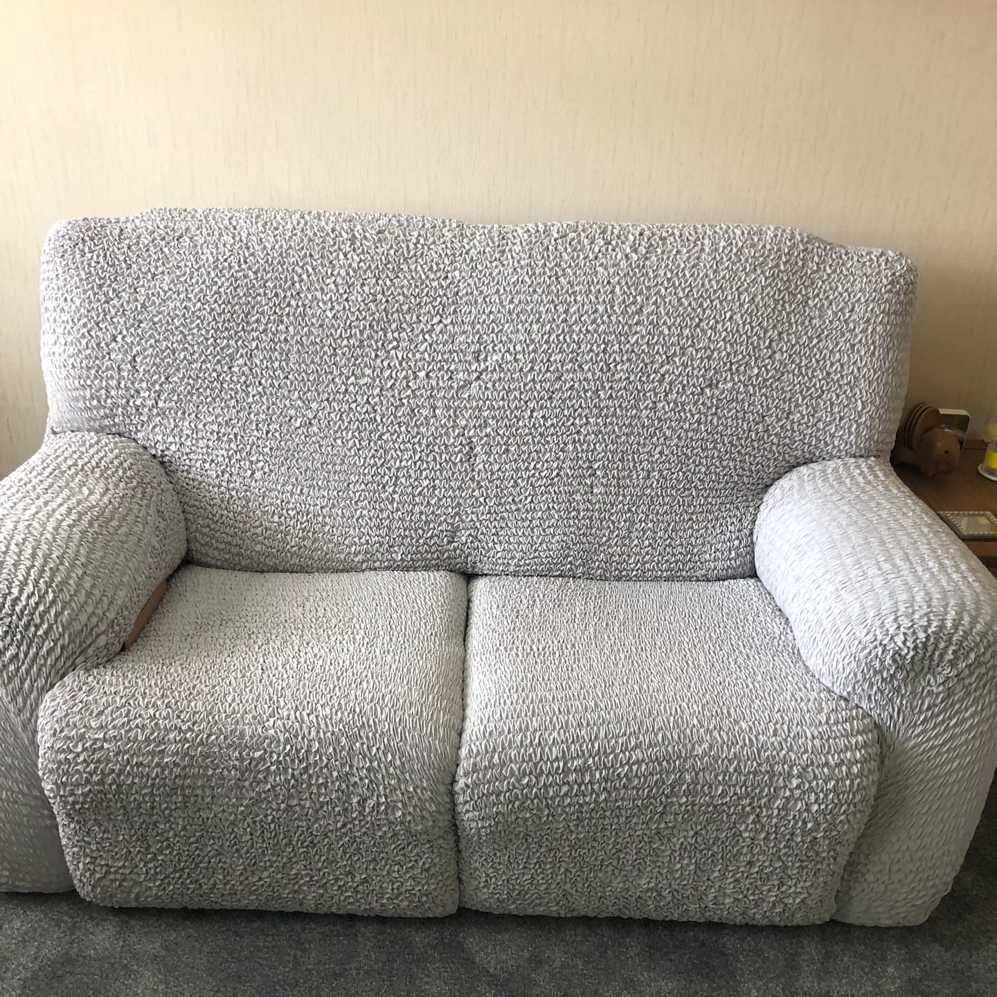 Customer photo review of 2 Seater Recliner Sofa Cover - Pearl, Microfibra