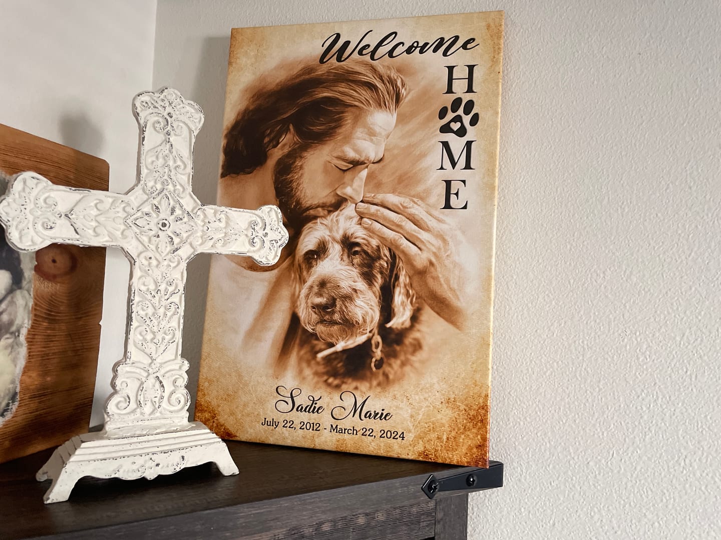 Customer photo review of Personalized Canvas Prints, Custom Photo And Name, Memorial Gift, Dog Loss Gift, Welcome Home Jesus Dem Canvas