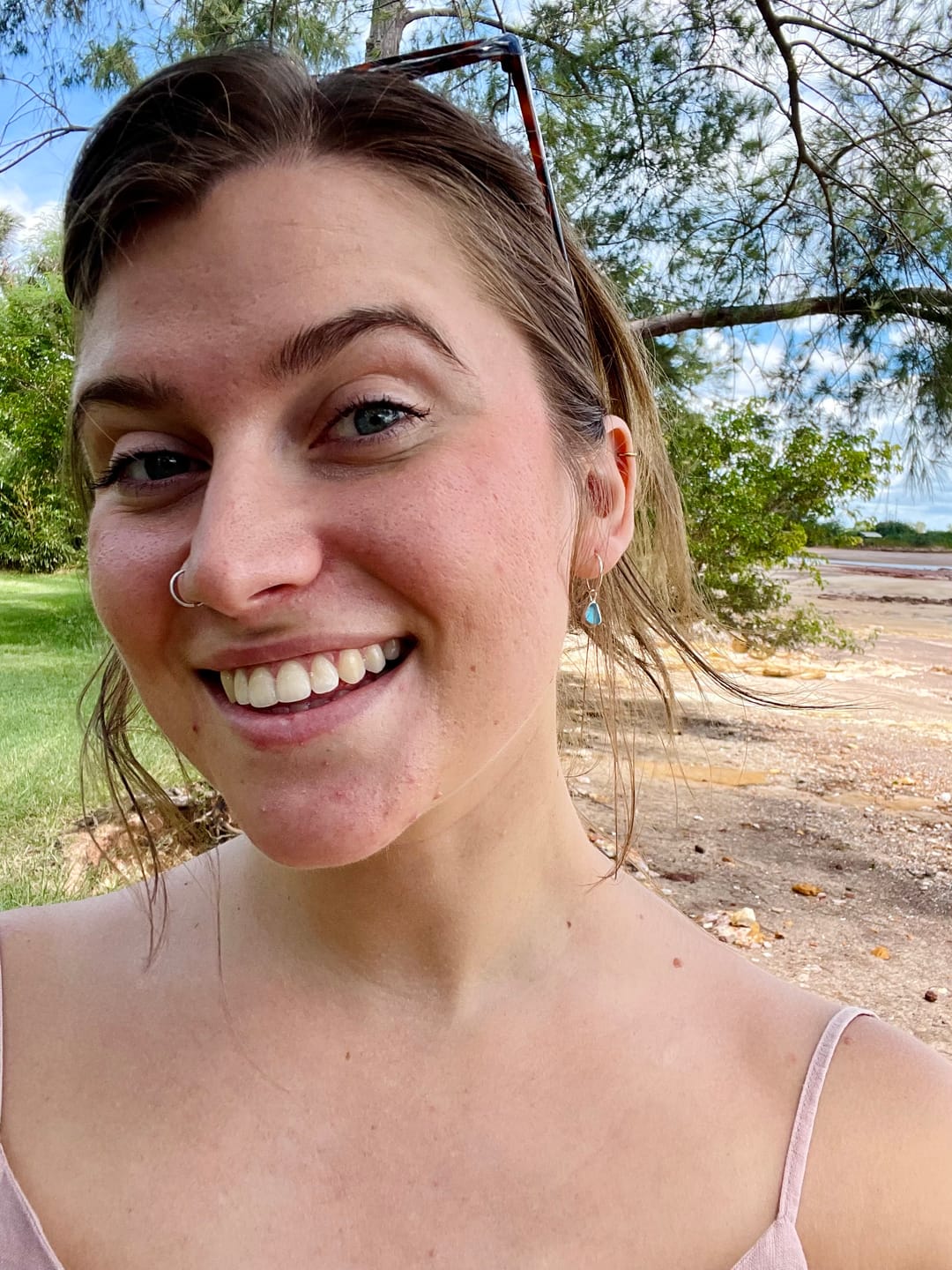 Customer photo review of Blue Sea Glass Hoops