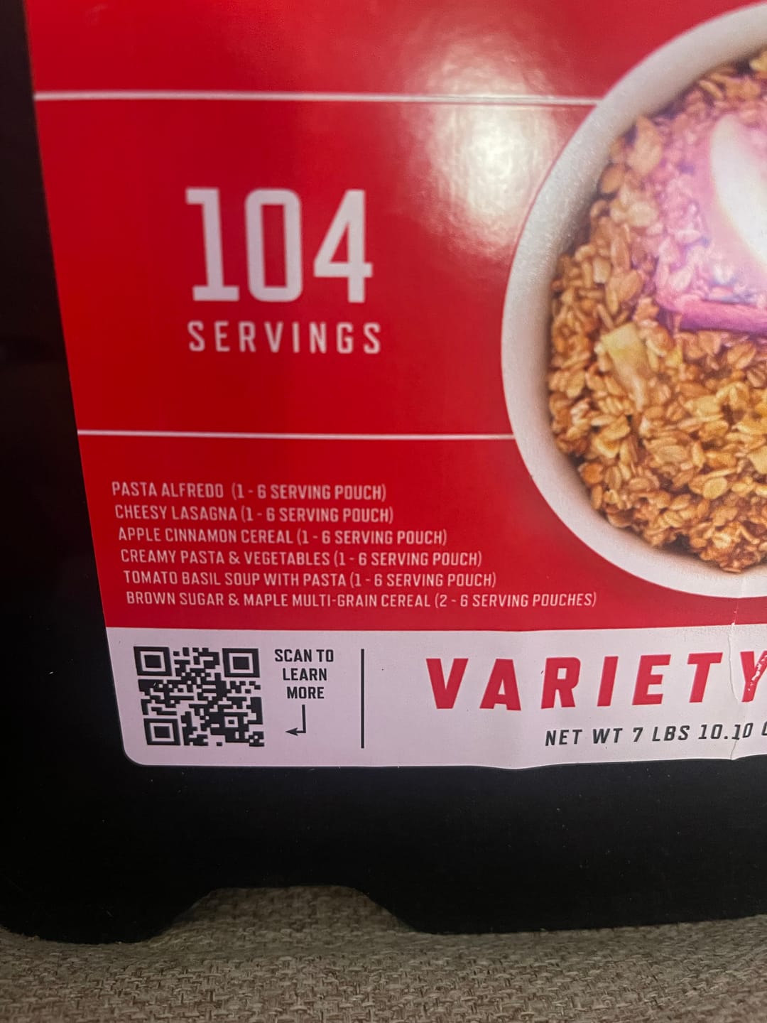Customer photo review of 104 Serving Variety Pack Bucket BOGO