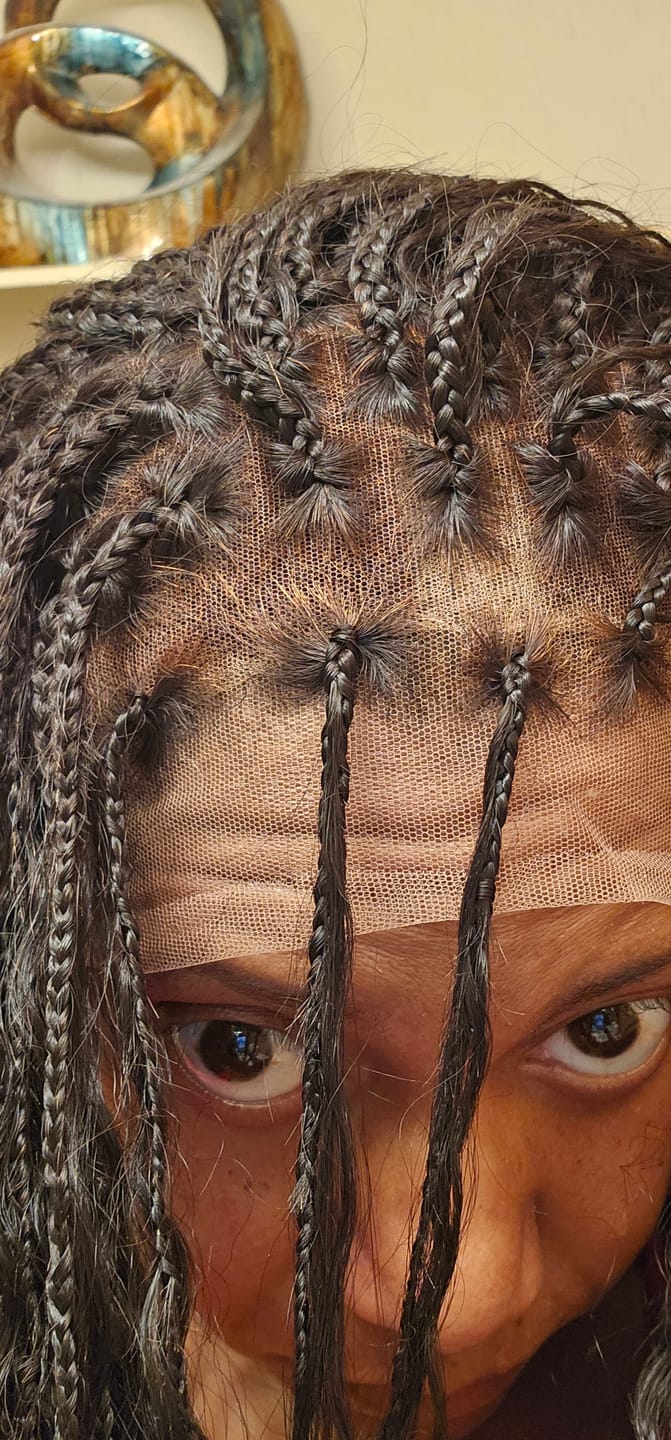 Customer photo review of Bohemian Knotless HD Lace Human Hair Full Lace Braided Wig