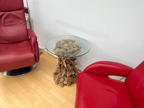 Customer photo review of REGINA Wurzeltisch mit Glasplatte Ø 60 cm
