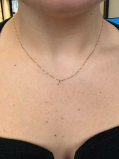 Customer photo review of The Original Single Initial Letter Necklace