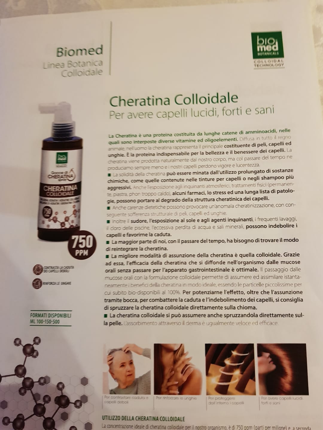 Customer photo review of GOCCE DI CHERATINA COLLOIDALE SPRAY SUBLINGUALE ATTIVO BIOMED - 500 ml. - 750 ppm