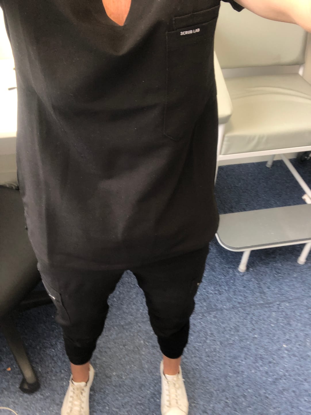 Customer photo review of FLORENCE Three Chest Pocket Scrub Top (Original SLTECH™ fabric) - Black