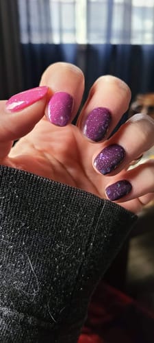 Customer photo review of D621 Labyrinth (Overlay) Blue Flake Dip Powder