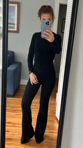 Customer photo review of Pchee Navy Comfy Flare Pants