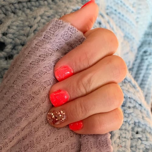 Customer photo review of D483 Pillowtalk Pink Glitter Dip Powder