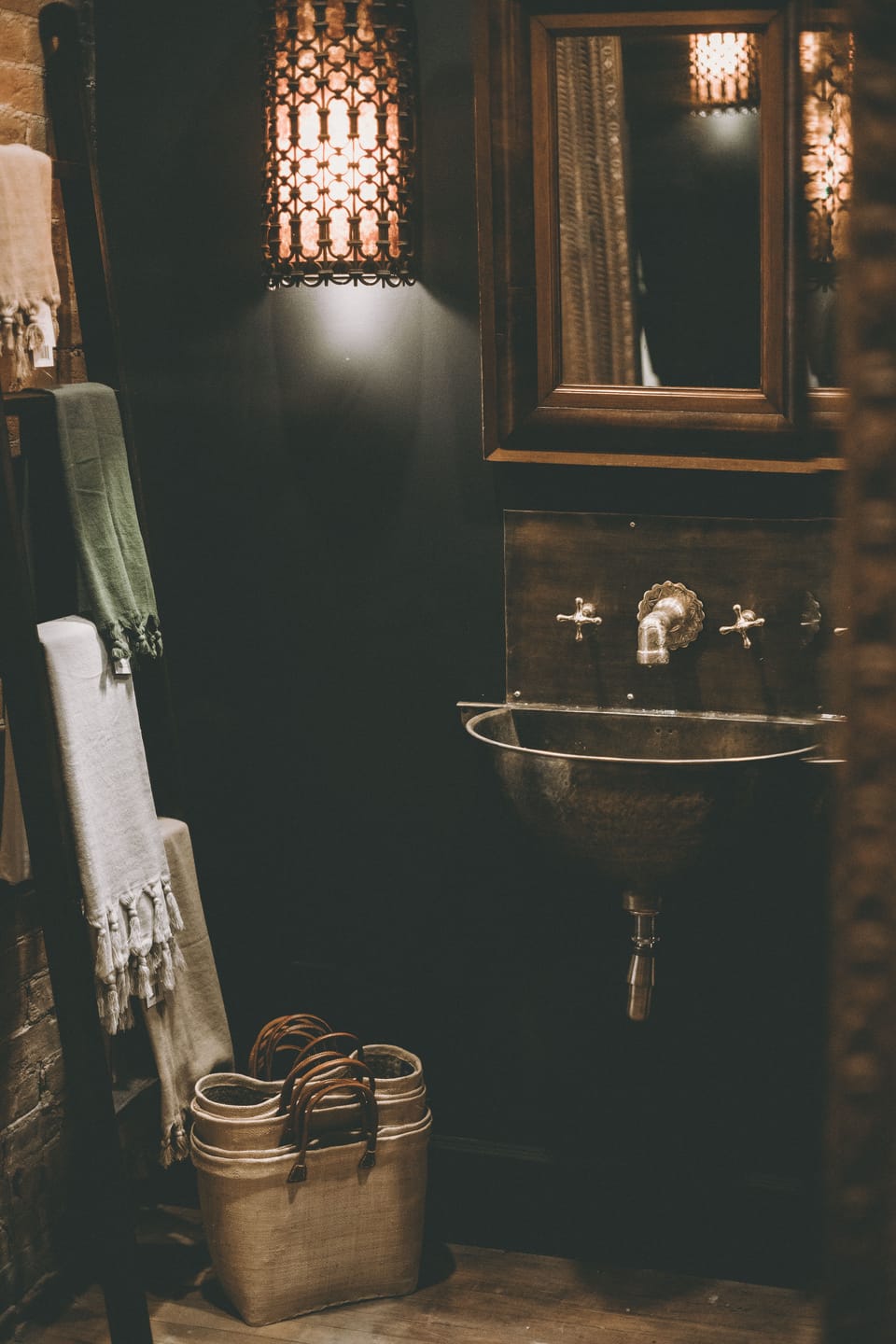 Customer photo review of Antique Brass Wall Mount Sink With Brass Mixer Faucet