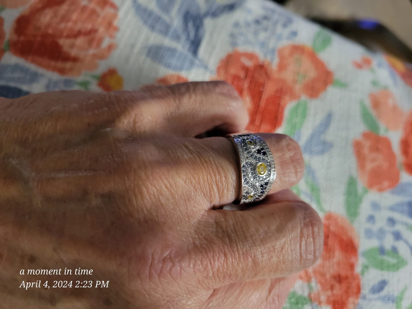 Customer photo review of Famous Paintings "The Starry Night" Inspired Moissanite Engagement Ring