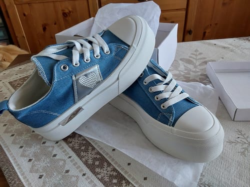 Customer photo review of Basket femme blue jeans en toile à lacets - Donna