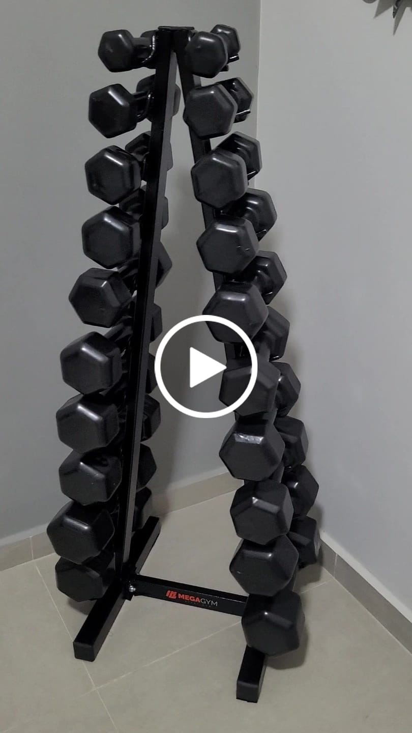 Customer video review of Kit Torre Expositora Com Par de Halteres Sextavado 1-10kg Completo
