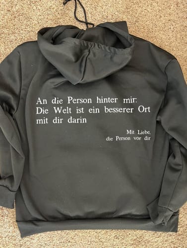 Customer photo review of Wertvoll Du™ Kapuzenpullover
