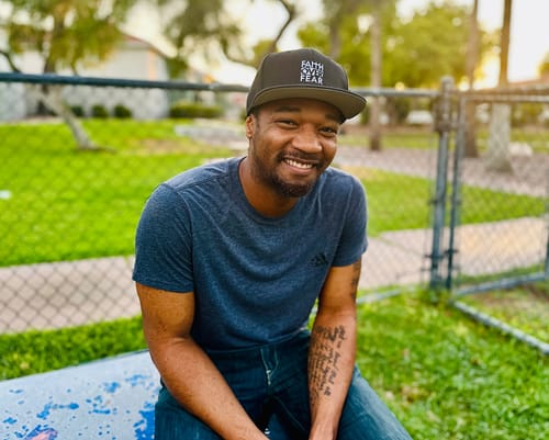 Customer photo review of Faith Over Fear Boxed Black Embroidered Snapback Hat - Christian Hat