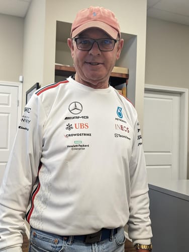 Customer photo review of Mercedes AMG F1 2023 Men's Long Sleeve Driver T-Shirt - Black/White