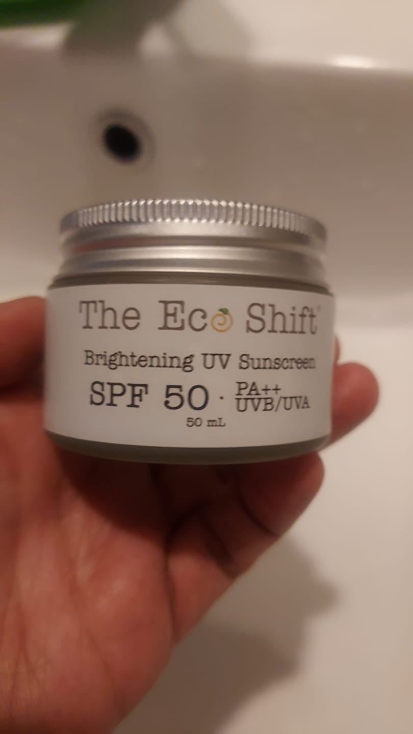 Customer photo review of Brightening UV Sunscreen & Skin Primer with SPF 50