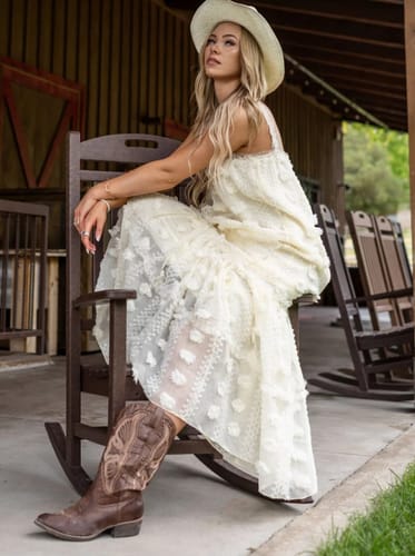 Customer photo review of Sweet By The Sea Flower Decor Halter Maxi Dress