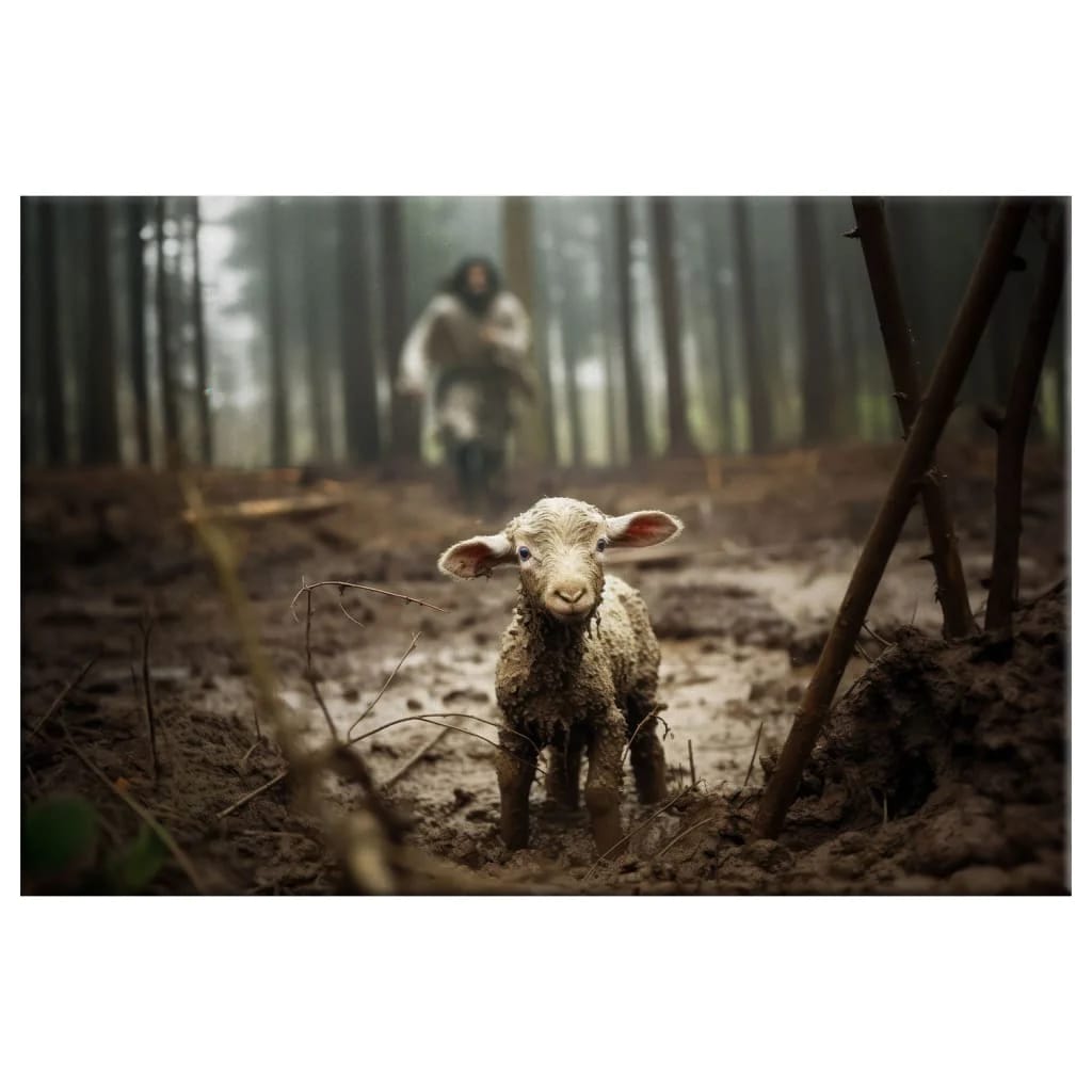 Customer photo review of He Left the 99 to Rescue Me, Jesus and Lost Sheep, Wall Art Canvas