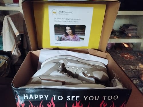 Customer photo review of GALAXY Beige Brown Men's High Top sneaker