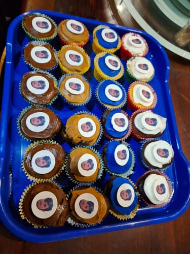 Customer photo review of 30 x 3.8 cm Small Cupcake Custom Edible Icing Images