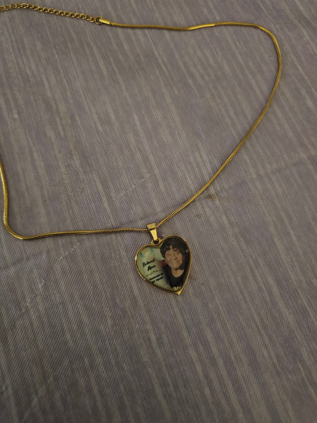 Customer photo review of Custom Name Heart Photo Memorial Necklace