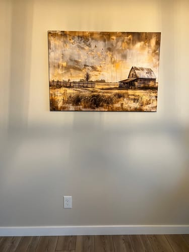 Customer photo review of Rustic Farmhouse Wall Decor Old barn painting canvas print vintage background Rustic wall decor Vintage old barn canvas Large Farmhouse Wall Art