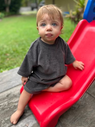 Customer photo review of Kids Terry Towel Set - Charcoal
