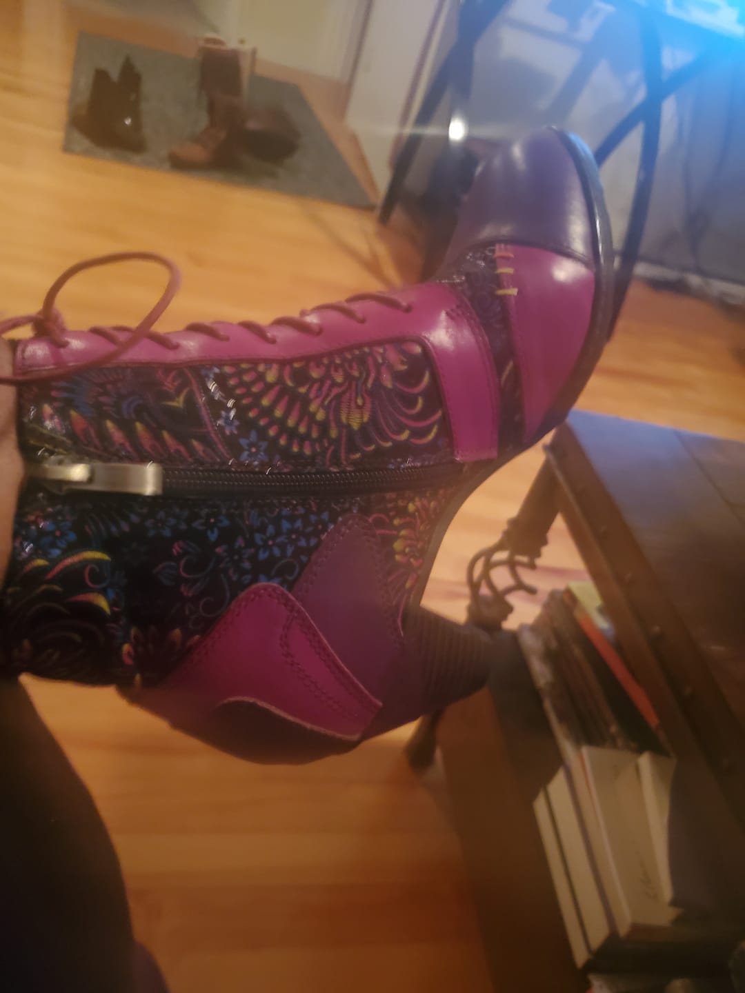 Customer photo review of Retro Handmade Leather Patchwork Ankle Boots