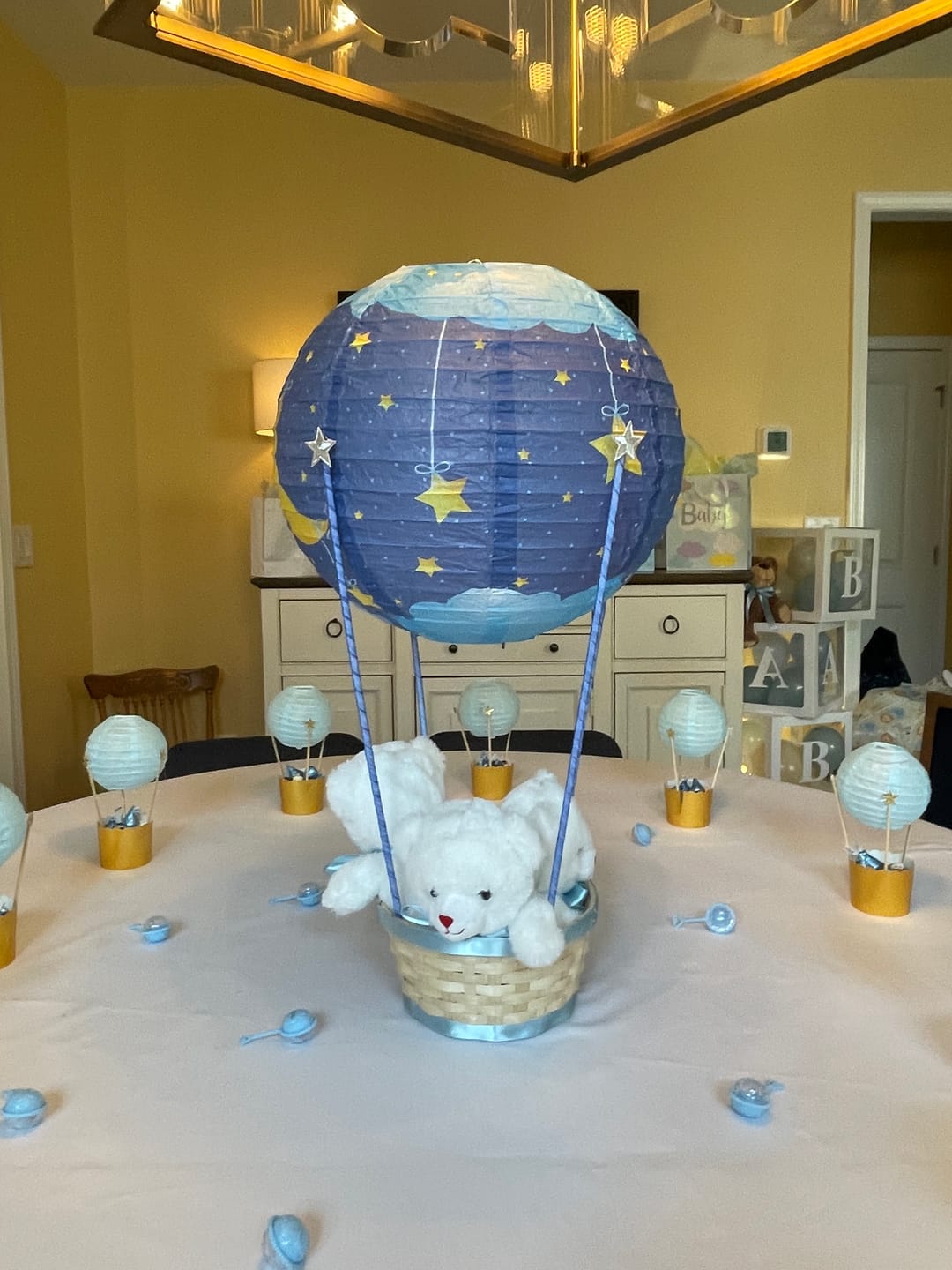 Customer photo review of 14 Inch Premium Print Starry Sky Lullaby Paper Lantern (Blue)