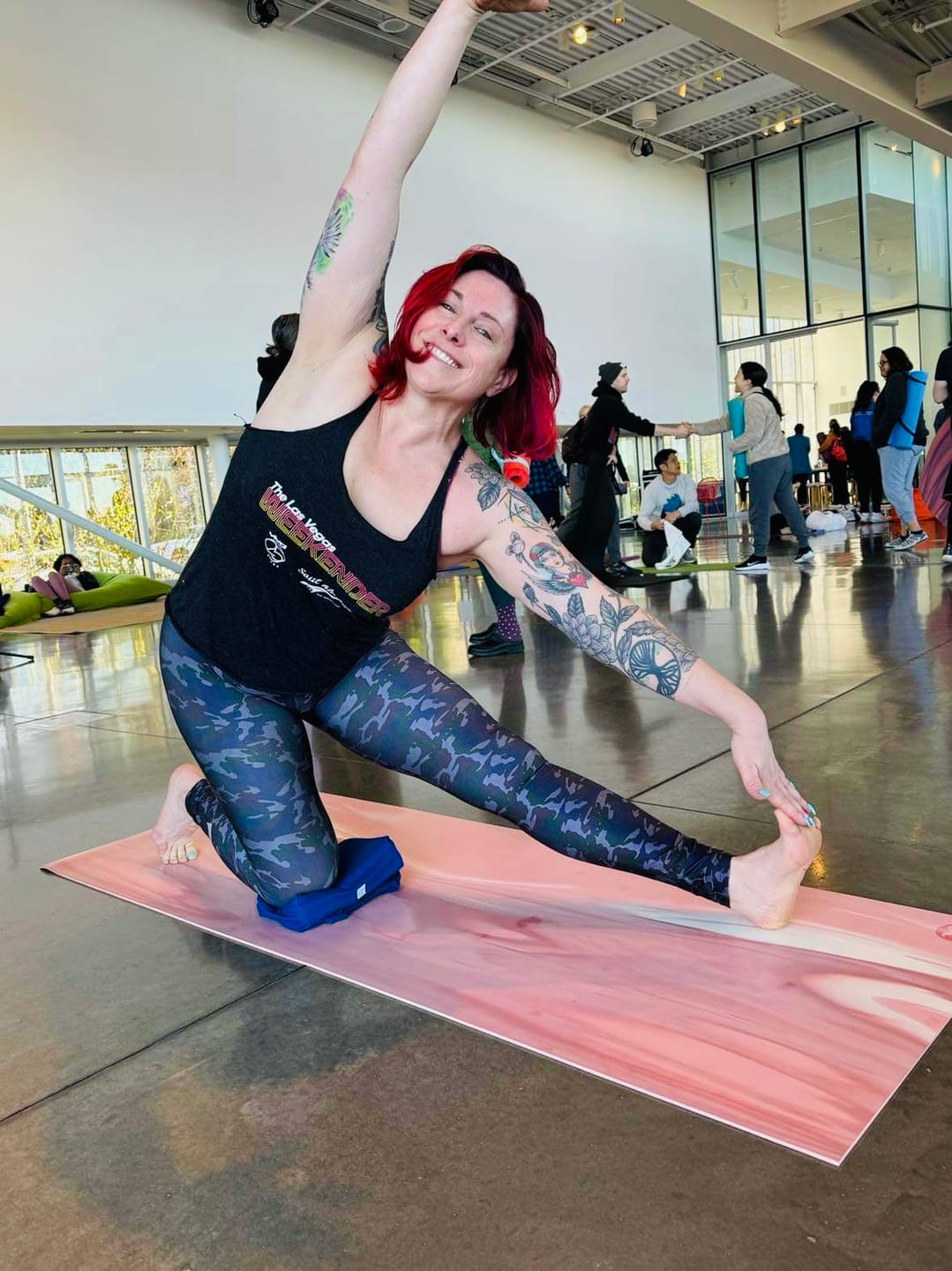 Customer photo review of The Yoga Pillow in Blue Lagoon