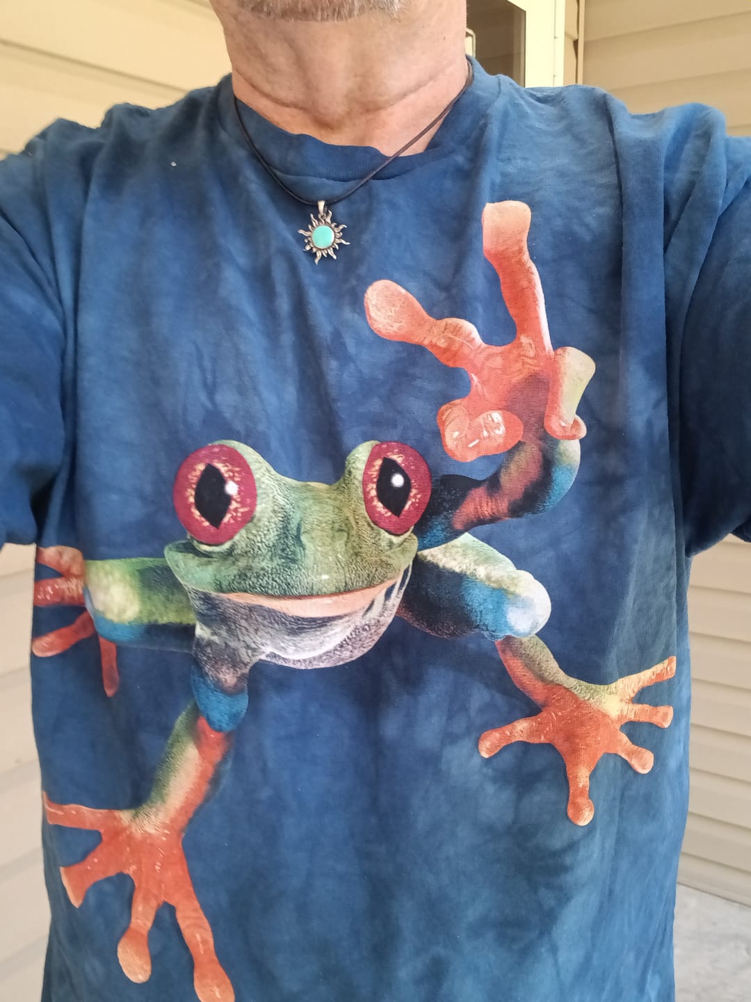 Customer photo review of Peace Out Frog Tie Dye T Shirt