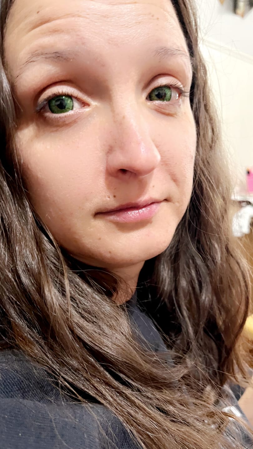 Customer photo review of Vega Bright Forest Green Prescription Colored Contact Lenses