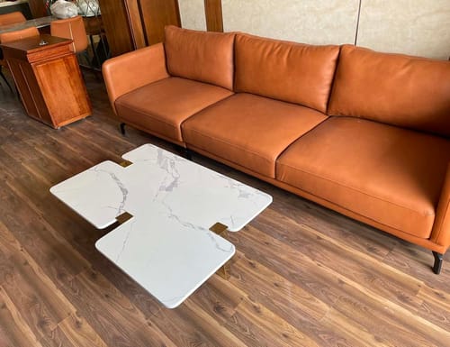 Customer photo review of Delfina - Bàn trà mặt đá Ceramic, chân trụ inox