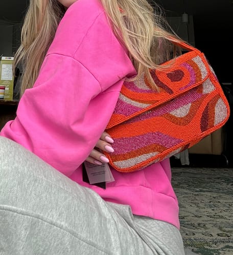 Customer photo review of Golden Poppy Embellished Shoulder Bag