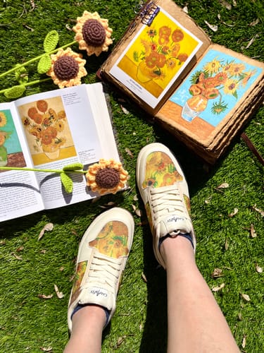 Customer photo review of Van Gogh Sunflowers inspired sneakers