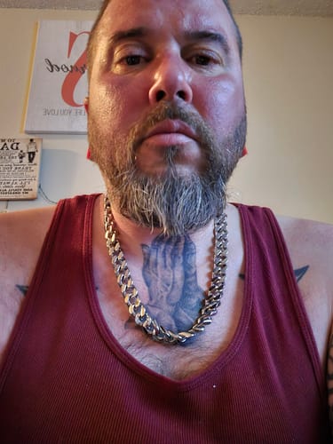 Customer photo review of 14mm Curb Cuban Link Chain in Silver White Gold