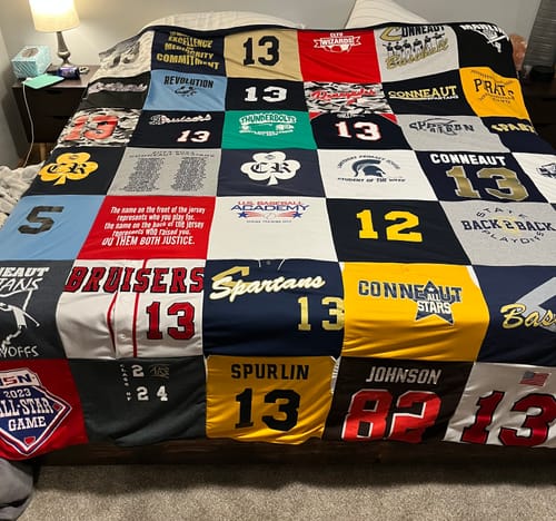 T-shirt quilt featuring conneaut high school sports team, spartan sports team by Salina from OH